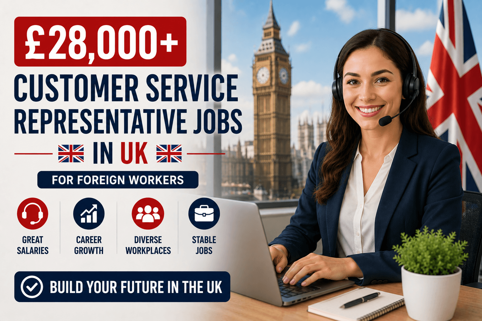 £28,000+ Customer Service Representative Jobs in UK for Foreign Workers