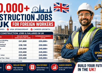£30,000+ Construction Jobs in UK for Foreign Workers