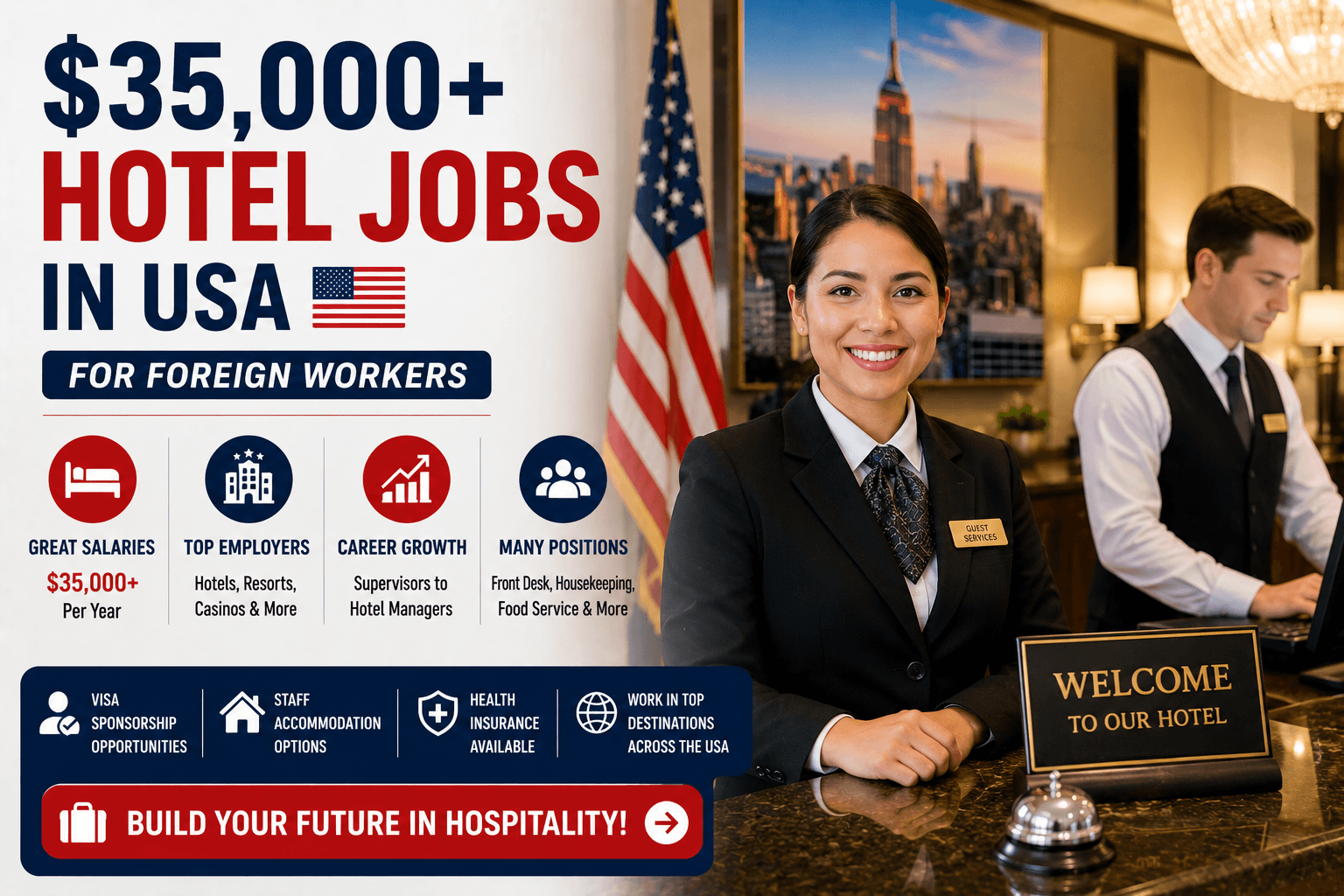 $35,000+ Hotel Jobs in USA for Foreign Workers