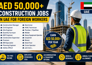 AED 50,000+ Construction Jobs in UAE for Foreign Workers