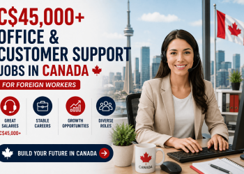 C$45,000+ Office & Customer Support Jobs in Canada for Foreign Workers