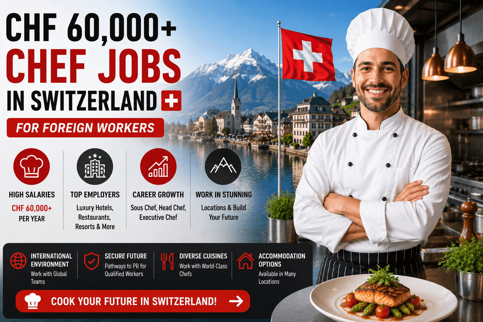 CHF 60,000+ Chef Jobs in Switzerland for Foreign Workers