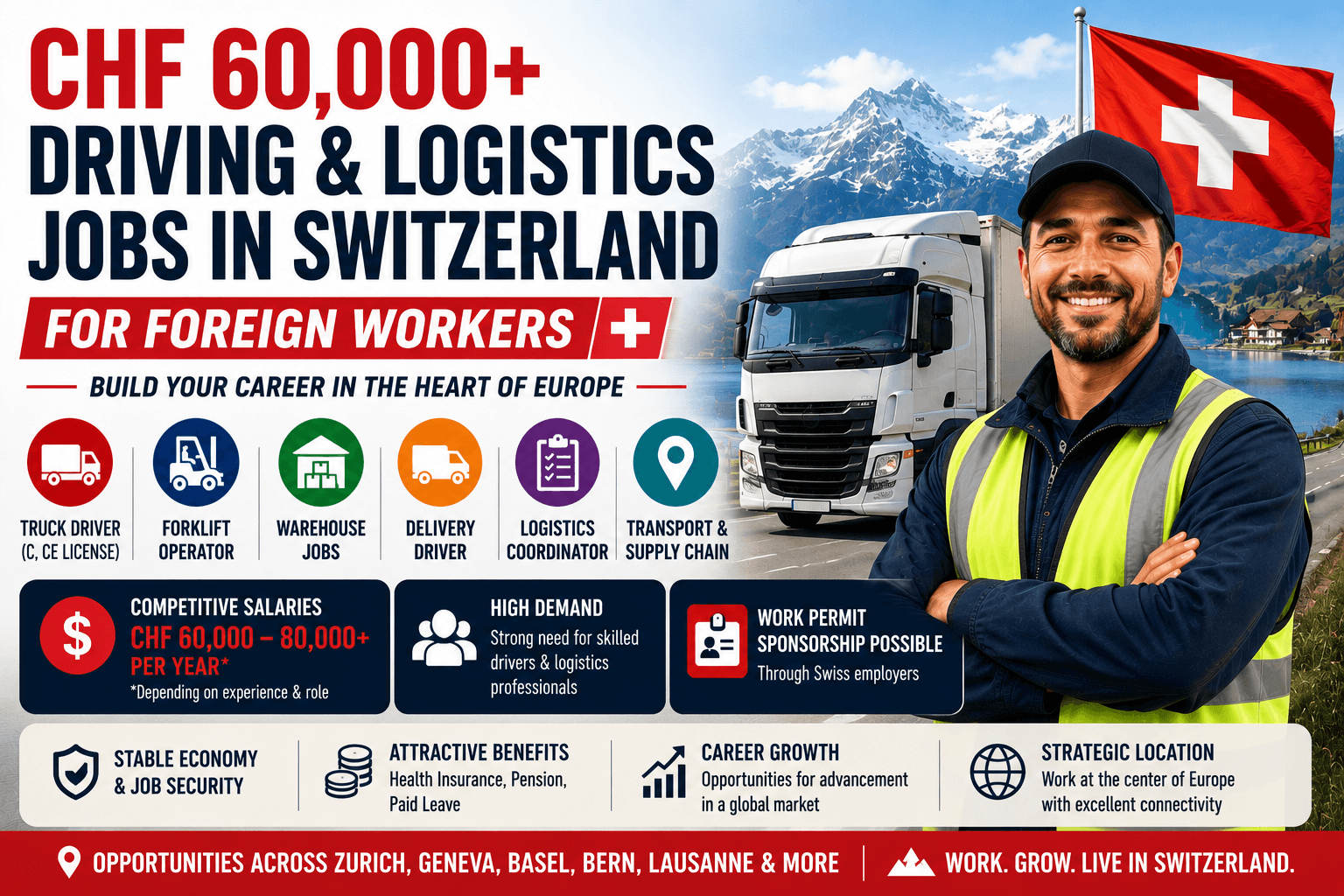 CHF 60,000+ Driving & Logistics Jobs in Switzerland for Foreign Workers