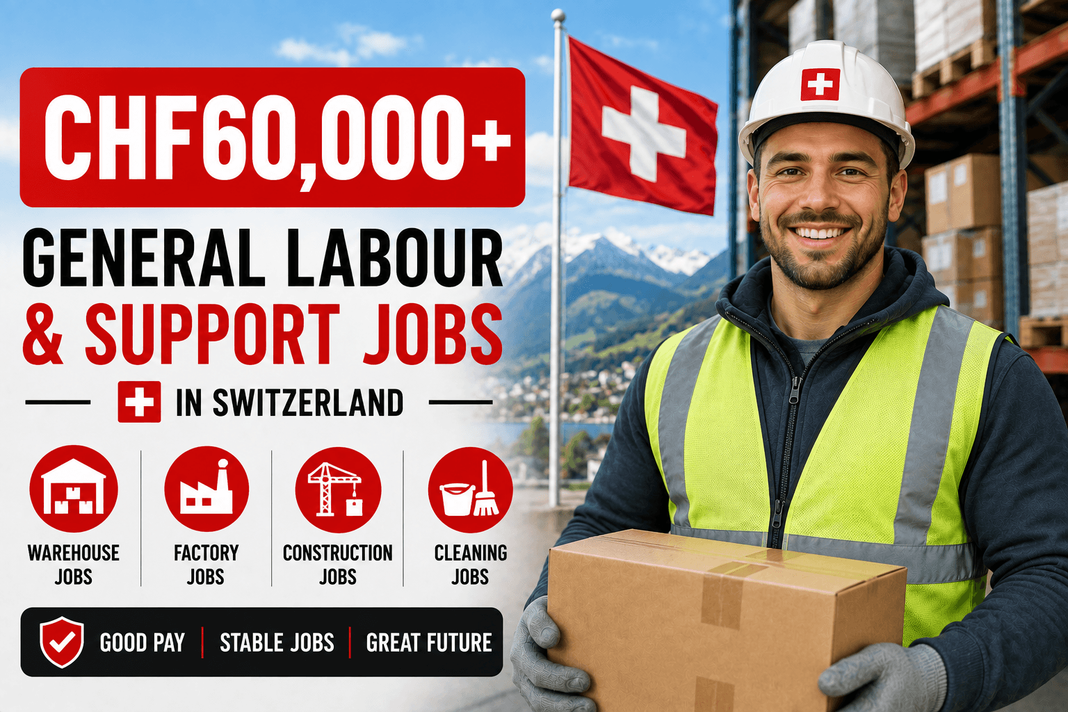 CHF60,000+ General Labour & Support Jobs in Switzerland for Foreign Workers