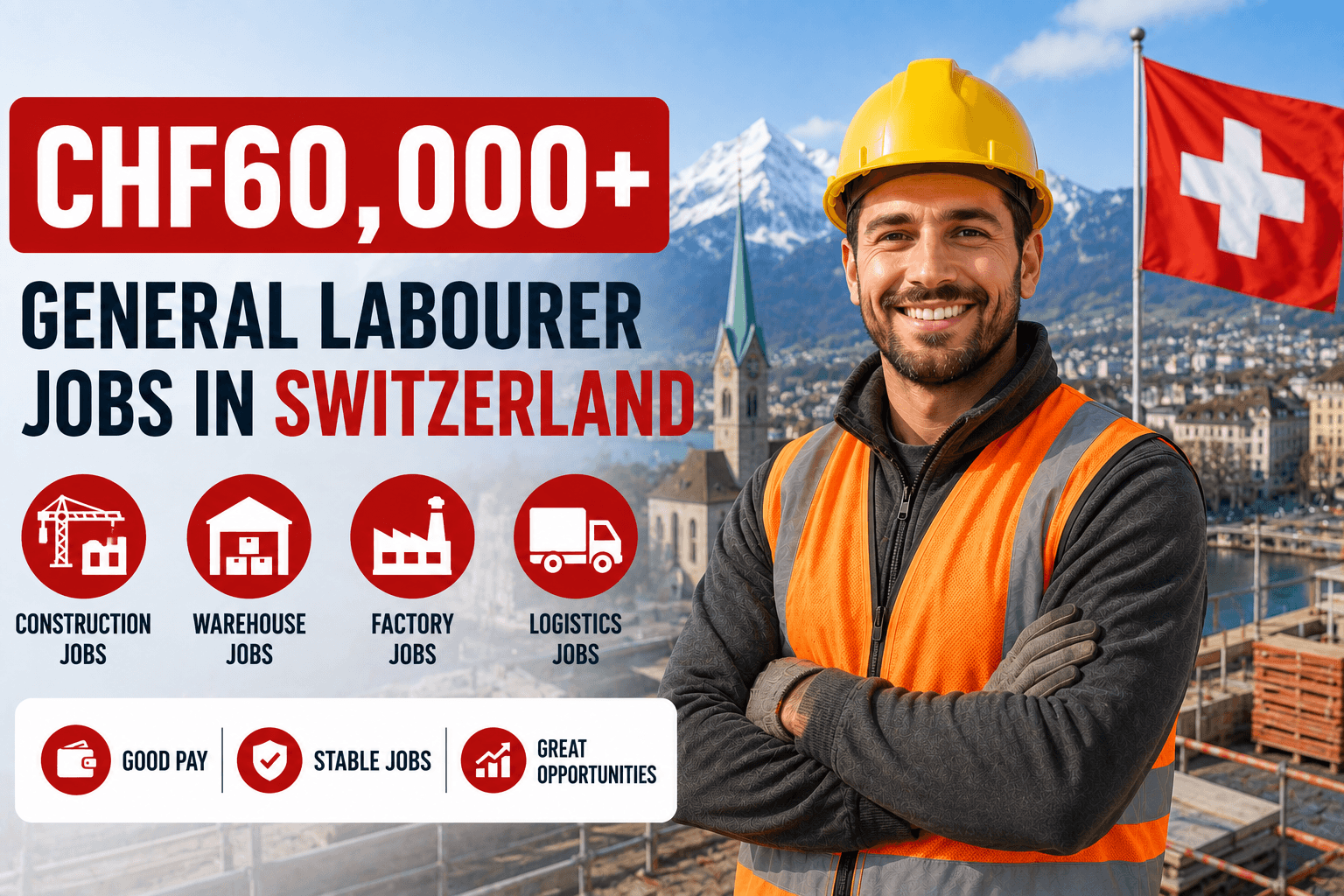 CHF60,000+ General Labourer Jobs in Switzerland for Foreign Workers