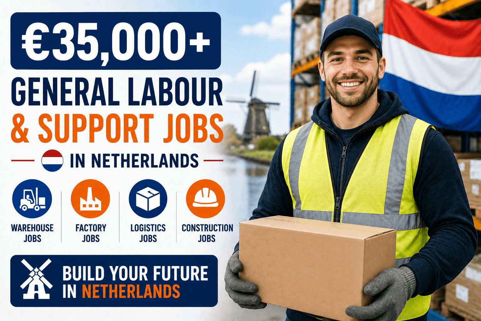 €35,000+ General Labour & Support Jobs in Netherlands for Foreign Workers