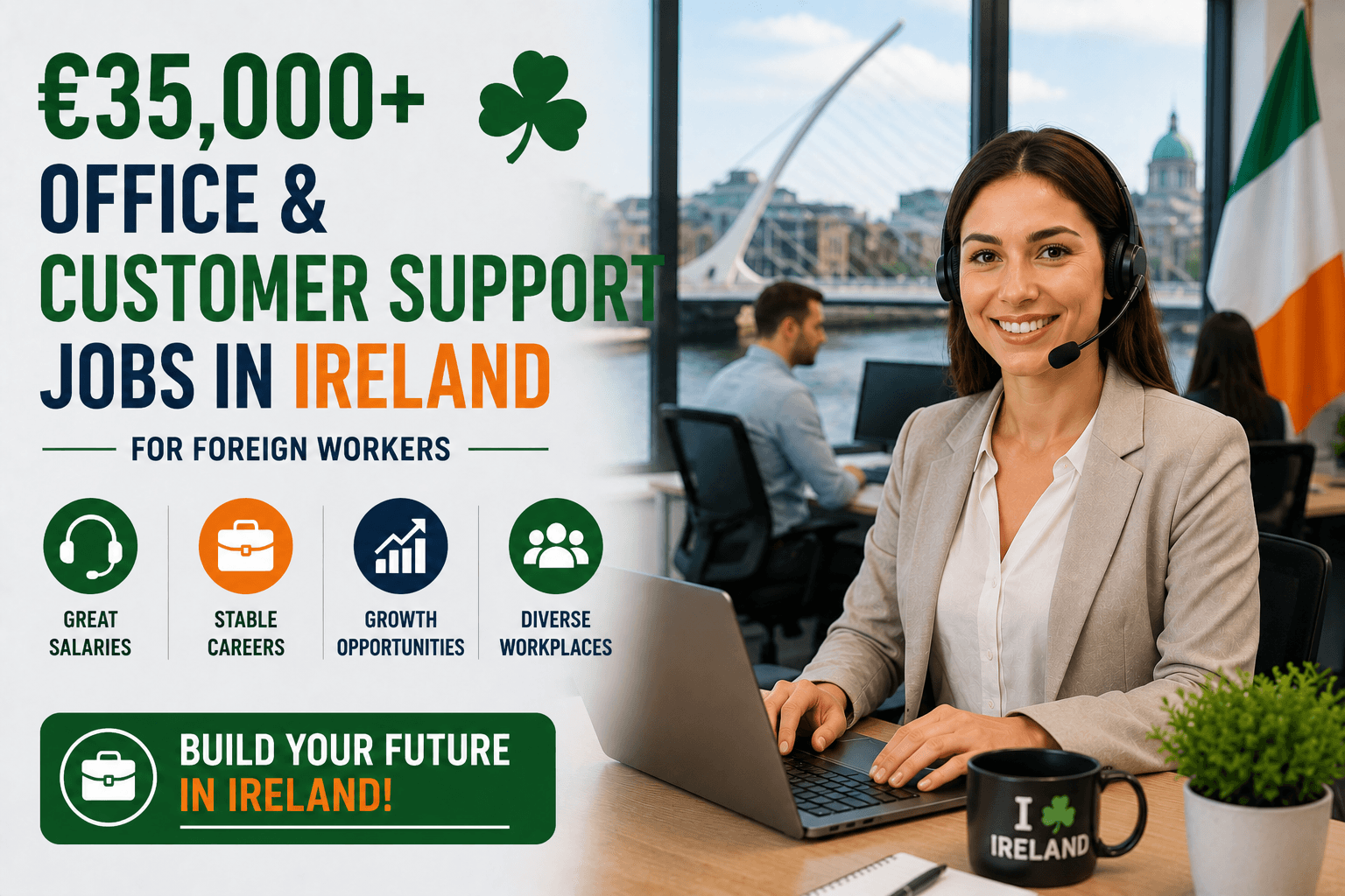 €35,000+ Office & Customer Support Jobs in Ireland for Foreign Workers