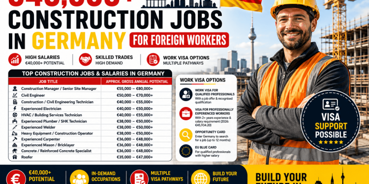 €40,000+ Construction Jobs in Germany for Foreign Workers