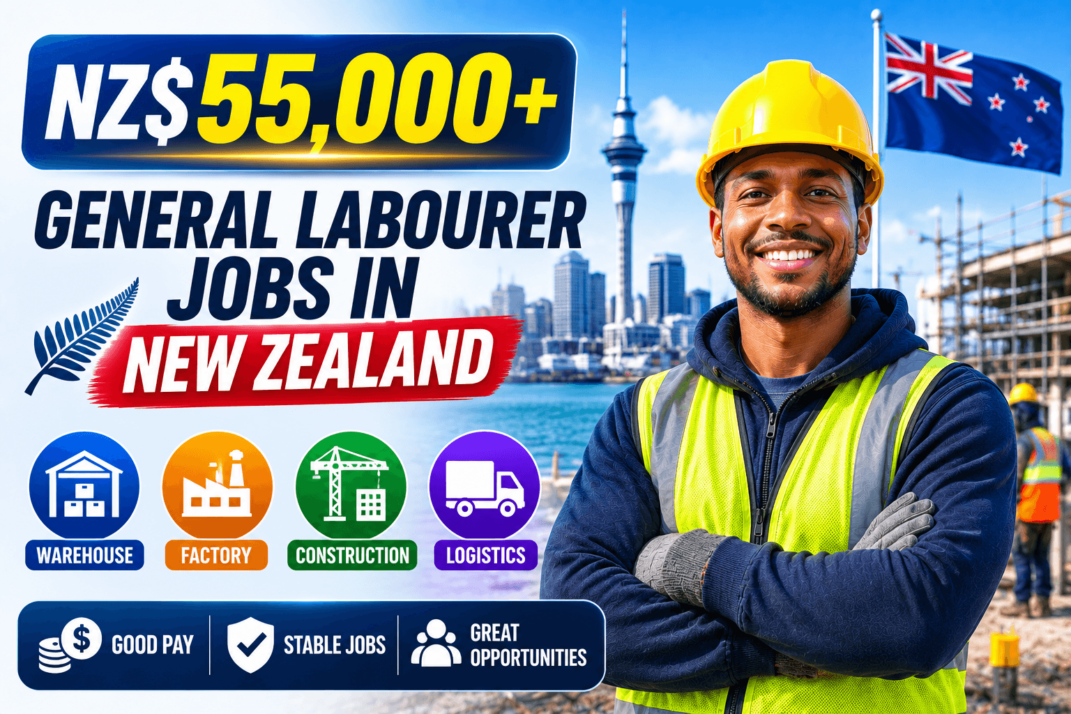 NZ$55,000+ General Labourer Jobs in New Zealand for Foreign Workers